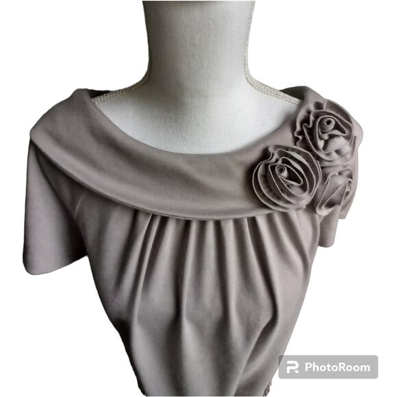 R & M Richards 60's style dress! Gray with flower embroidery Size 14 - Picture 9 of 15